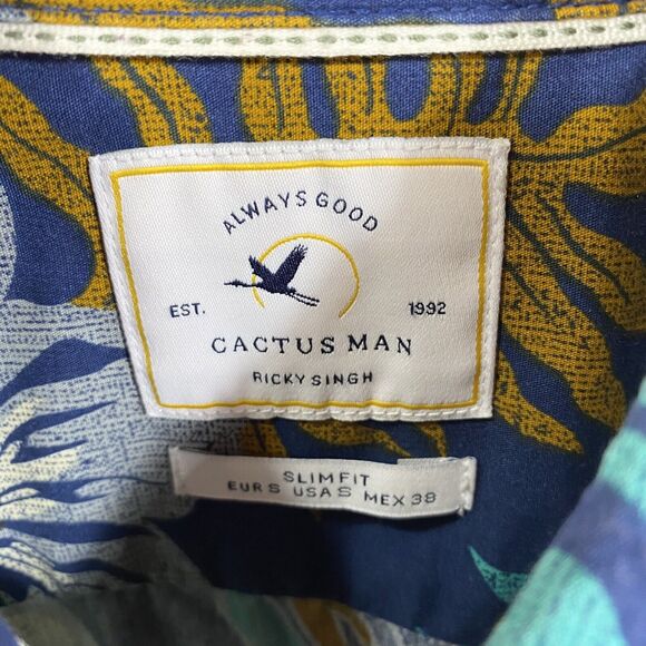 Cactus Man Ricky Singh Blue Hawaiian Shirt Short Sleeve Camp‎ Button Up Size S - Picture 8 of 10